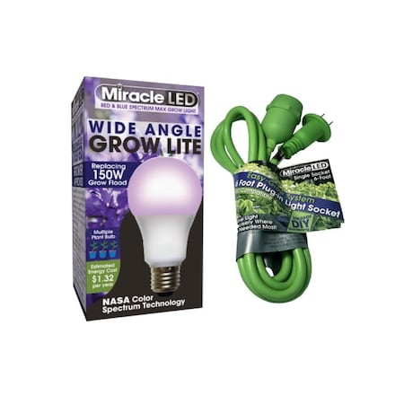 Miracle Led Multi-Plant WIDE ANGLE Red & Blue Spectrum Grow Light, Single Socket Fixture 802932